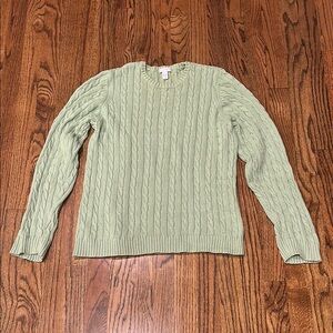 Charter Club Green Crew Neck Cable Knit Sweater